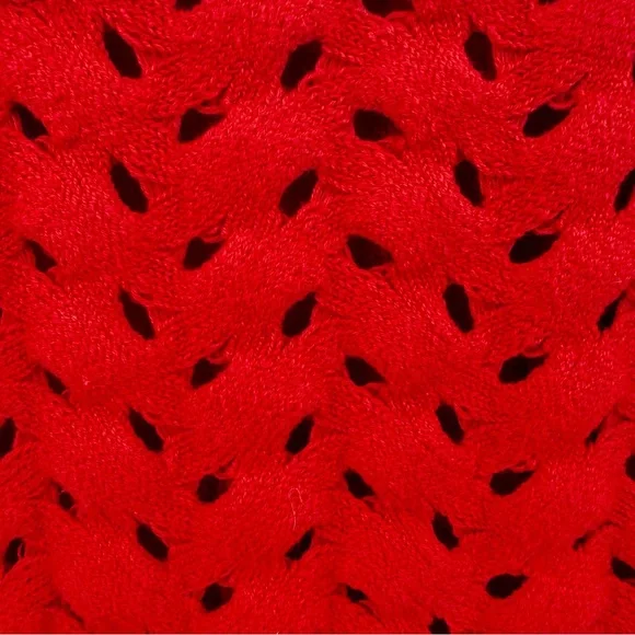 Alice + Olivia Bright Ruby Red Allene Cable Stitch Chunky Wool Sweater Sz. SP - Picture 8 of 11
